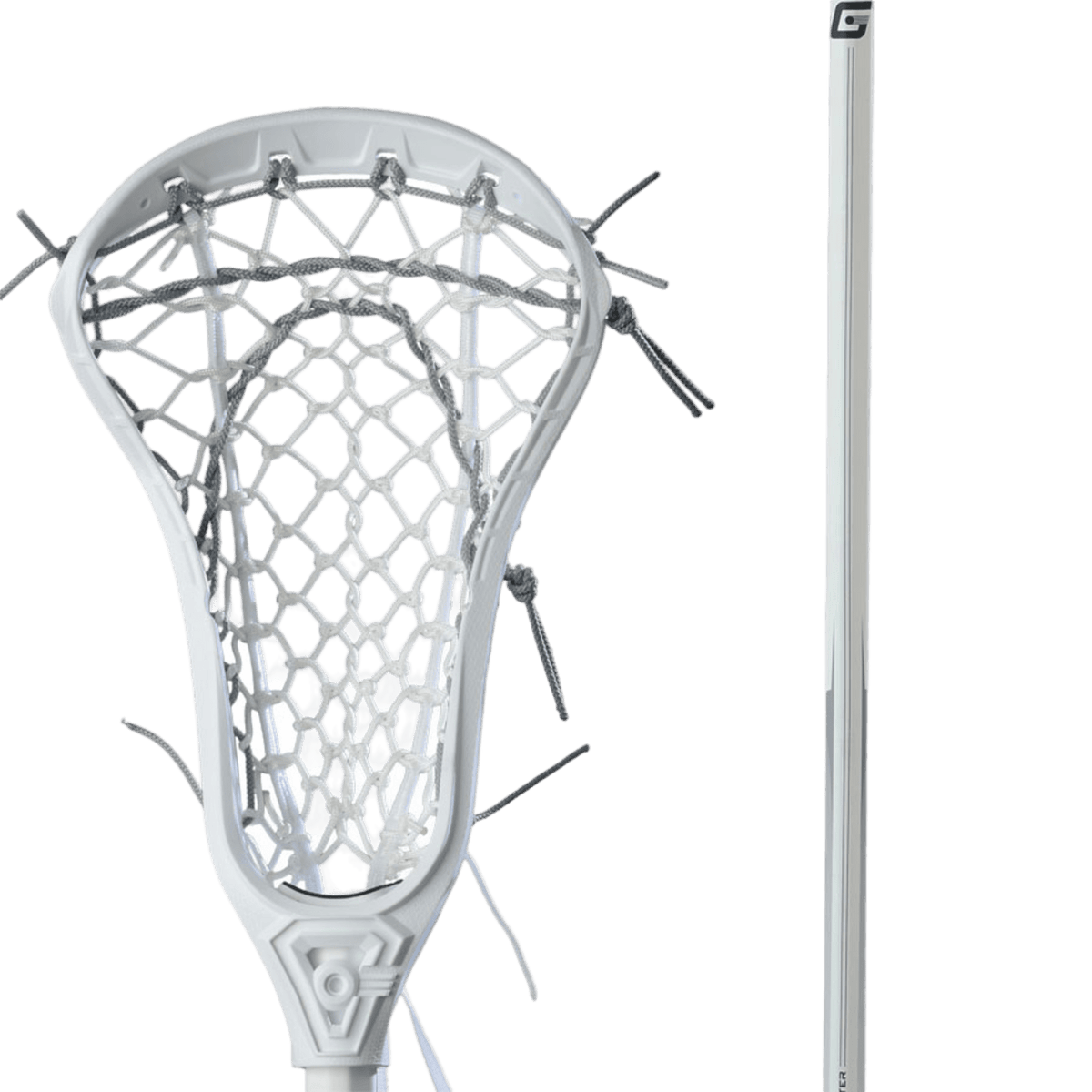 A close-up image of the Gait Air Flex Mesh Complete Stick highlights the intricate Flex Mesh pocket on the head, perfectly balanced with a sleek carbon handle.