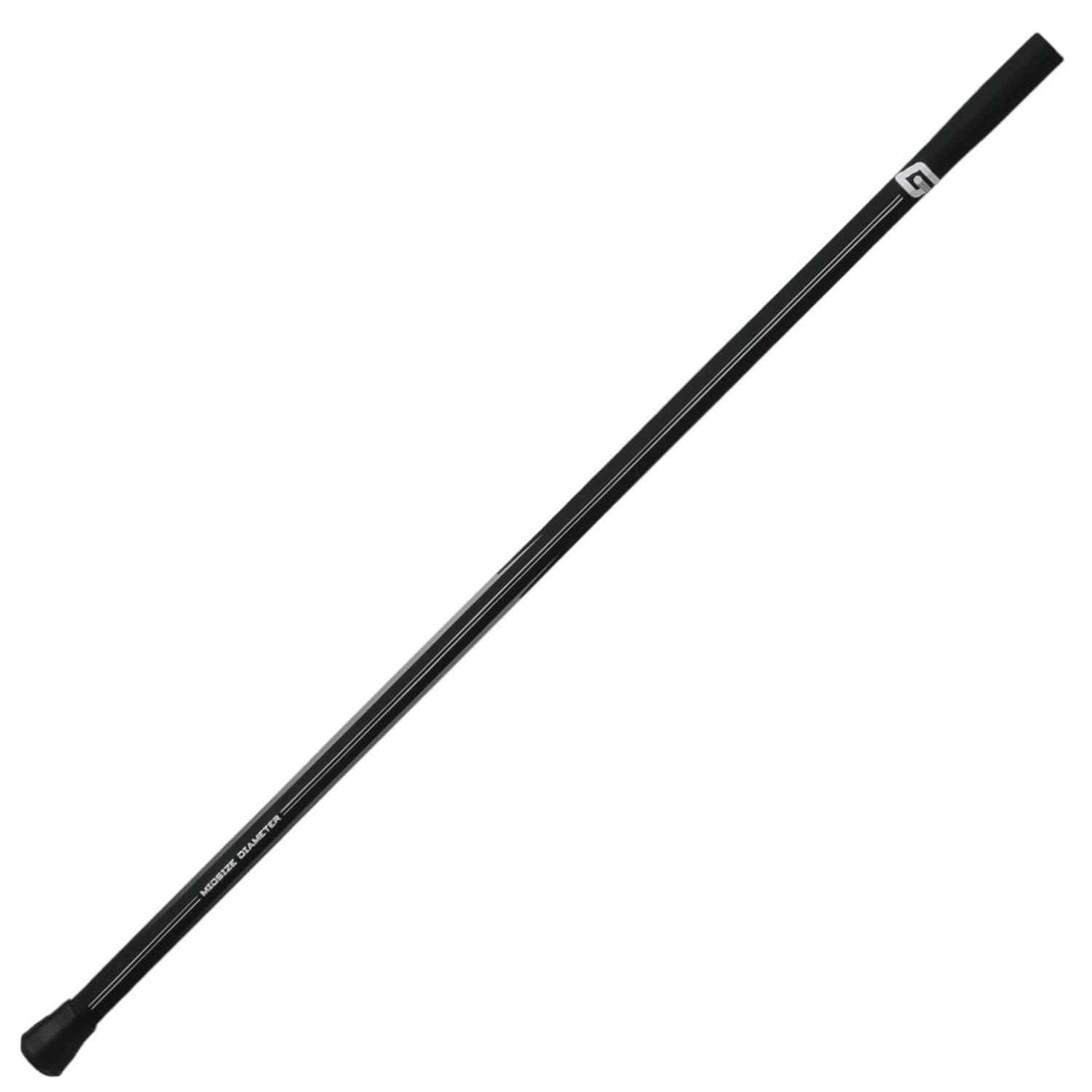 Introducing the Gait GCOMHANW-MID-BLK, a sleek and lightweight black walking cane featuring a rubber tip and contoured handle. Designed for stability and support, this product offers ideal mobility assistance, combining elegance and efficiency reminiscent of a women's lacrosse shaft.