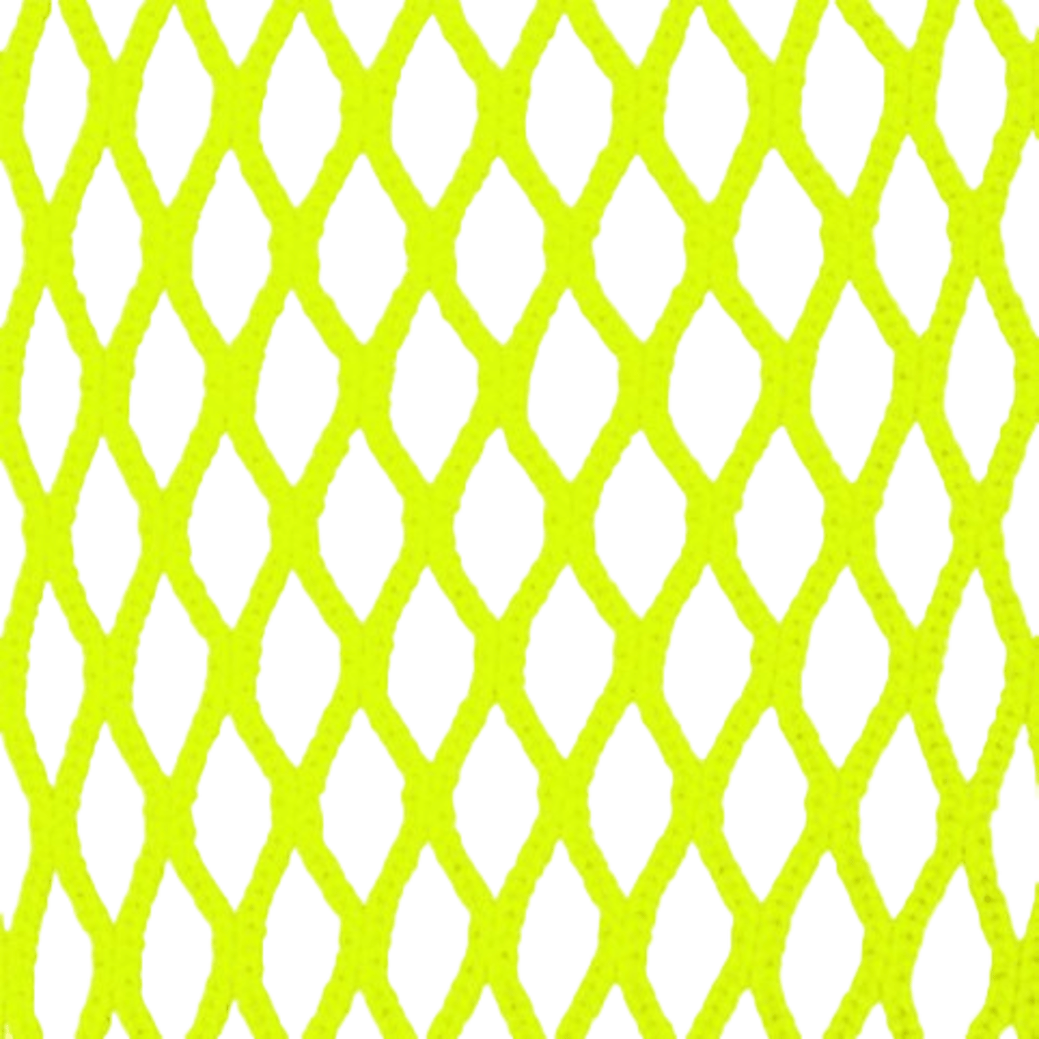Close-up of a Lax.com Hard Mesh in yellow against a dark green background, showcasing an interlocking diamond shape design typical of Lax.com lacrosse heads.