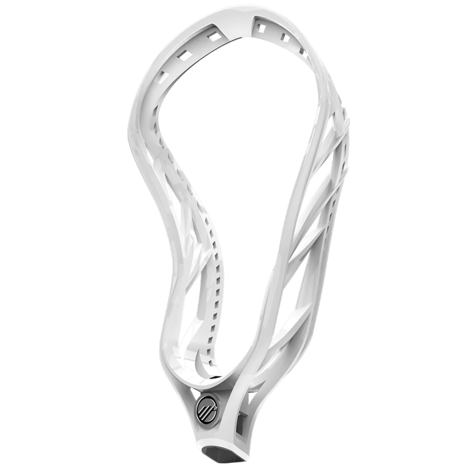 The Maverik Havok 2 Lacrosse Head by Maverik features a lightweight construction with multiple string holes and a contemporary, stylish look. It is expertly shaped for superior ball control and accuracy during play, featuring the logo near the throat area.