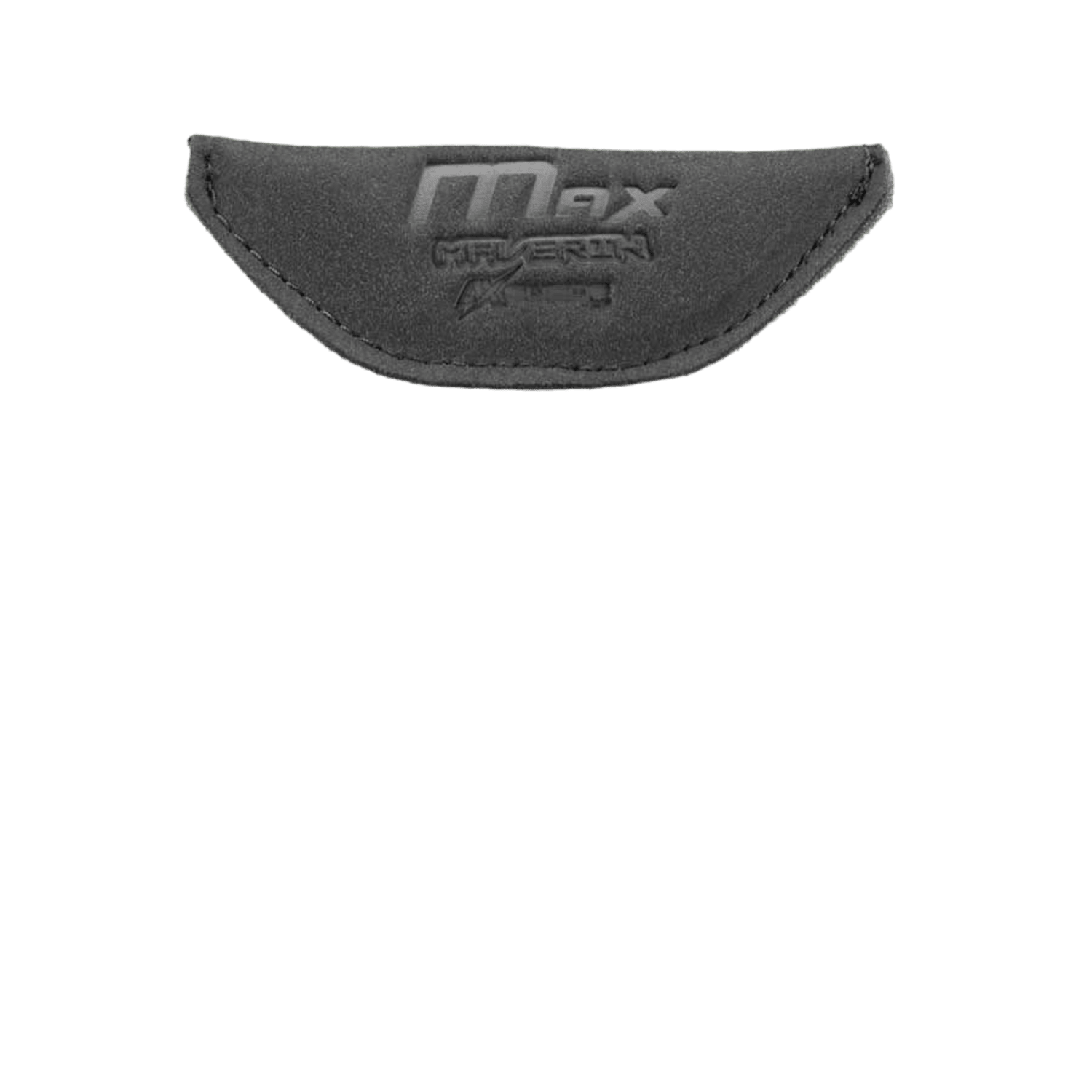 The 2022 model from Maverik features an embossed patch with the words "Max," "Maverik," and a stylized "X." This Black Max branded patch adds a sleek touch to lacrosse shoulder pads, while its curved shape and textured surface provide both style and heart protection, making it perfect for sports or outdoor adventures.
