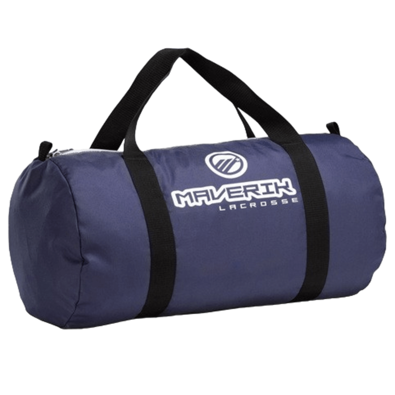 The Maverik Mini Monster Bag is a blue duffel bag with black handles and straps, designed for the mini lax monsters. It features a logo in white letters that reads "Maverik Lacrosse," making it perfect for any day tripper.