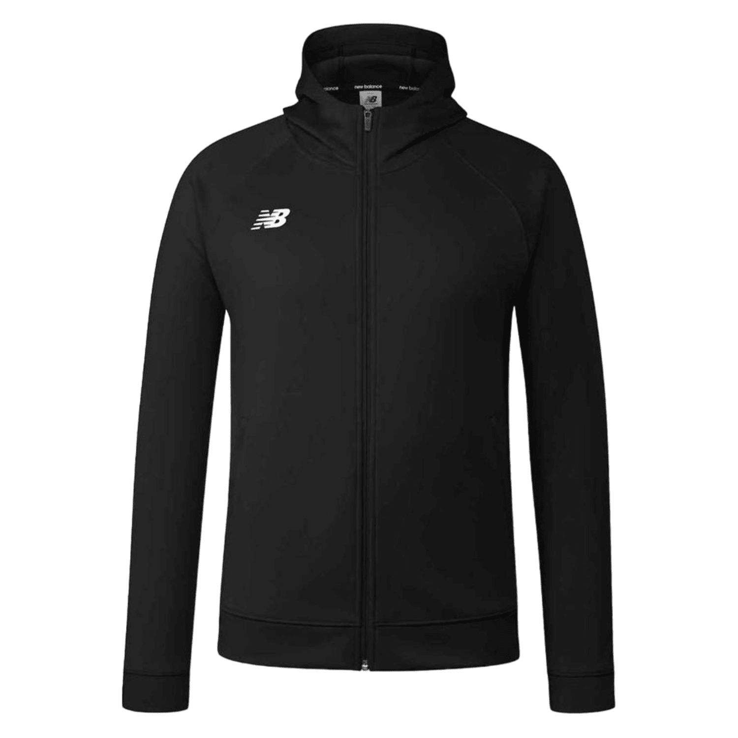This New Balance Travel Hoodie comes in black and includes a front zipper, fleece hood, and the New Balance logo on the left chest. With NB Dry technology, it's ideal for staying comfortable while on the go.