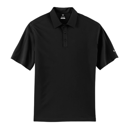A black, short-sleeve polo shirt featuring a collar and three buttons, complete with a small Nike logo on the left sleeve. Identified as Product 203690 from Nike.