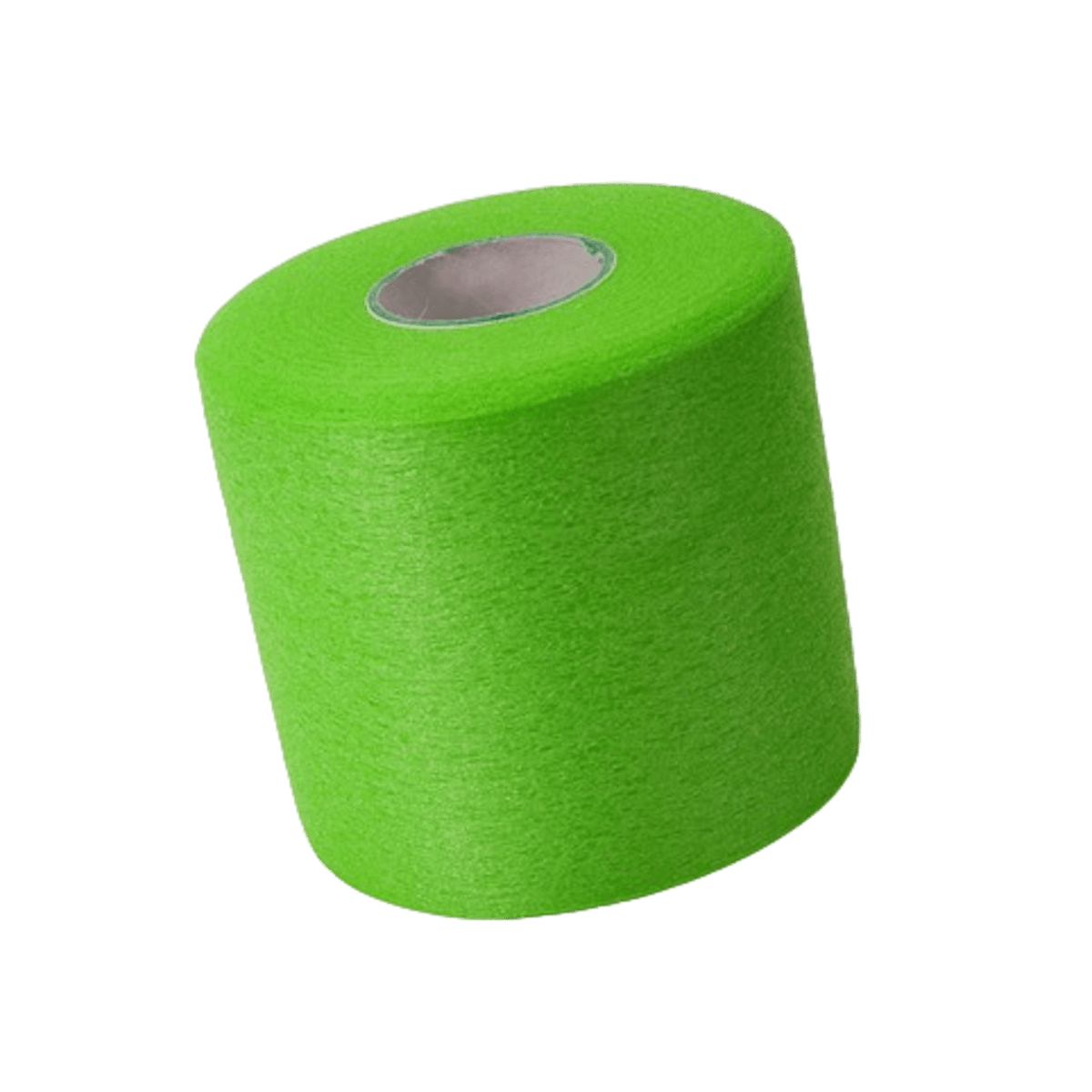 Two large spools of bright green ShockDoctor Core Pre Wrap are displayed against a solid background. Each spool is cylindrical with a visible hole in the center.
