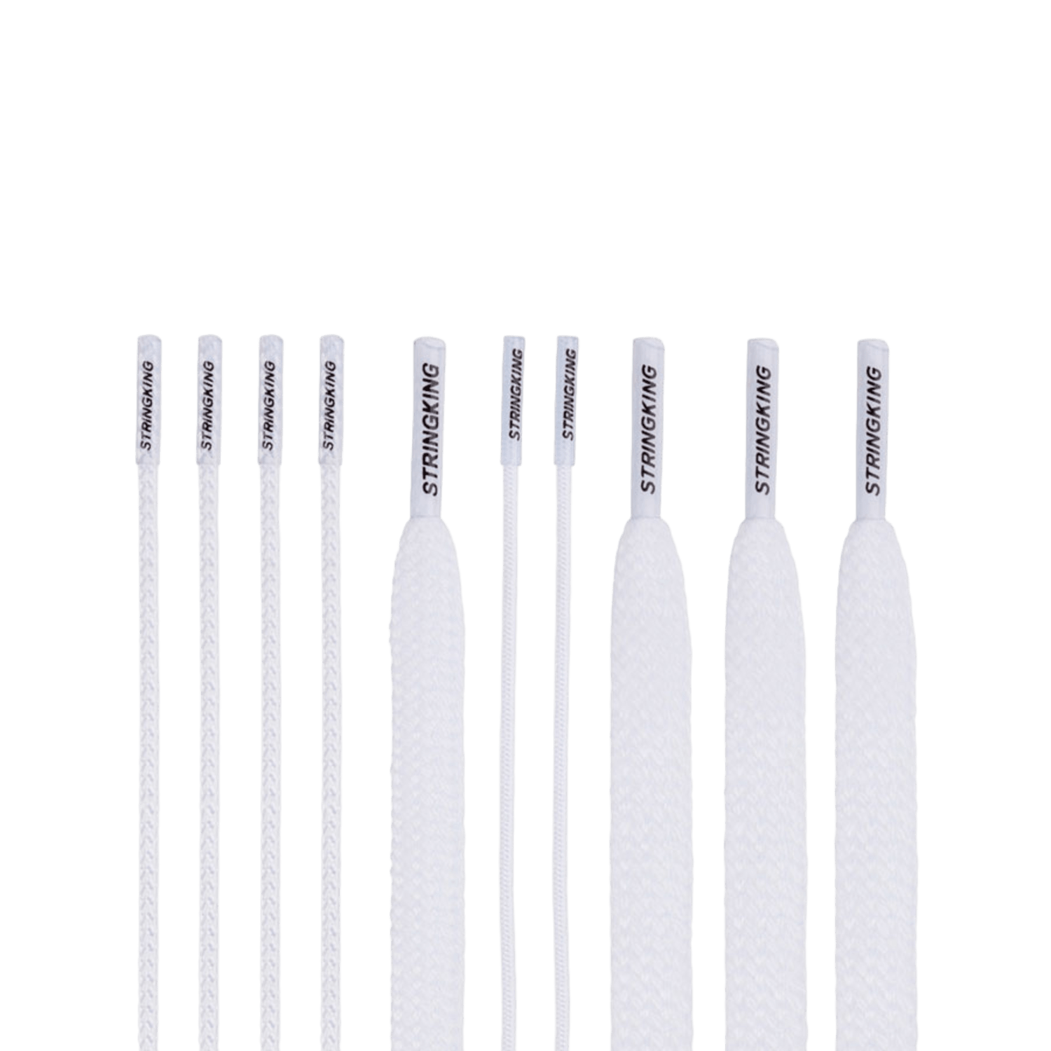 The StringKing Goalie Strings Pack, featuring two sets of lacrosse mesh strings in varying lengths, is displayed against a plain background, highlighting the quality associated with premium goalie stringing kits.