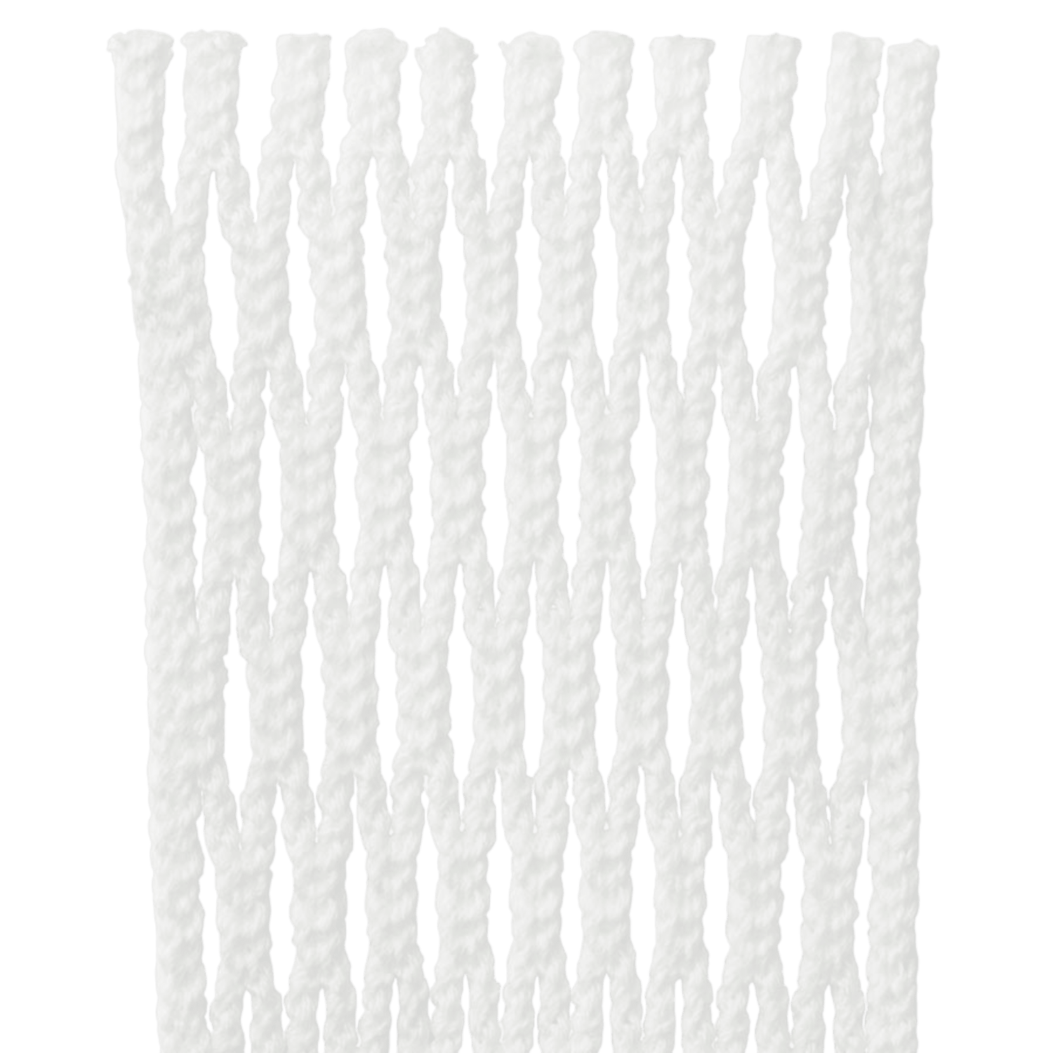 The StringKing Type 4S Mesh is a white lacrosse mesh designed with a grid pattern and Tri-Twist technology, featuring multiple rows of diamond-shaped openings. Its slightly textured, woven appearance enhances durability and precision. The background is transparent.