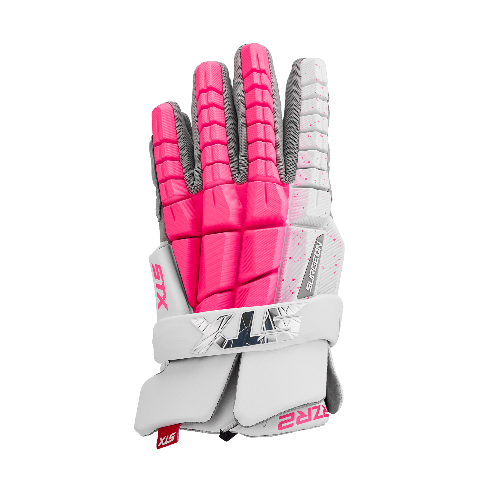 STX RZR2 LE Lacrosse Gloves Men's Gloves LE Neon Pink Lax.com