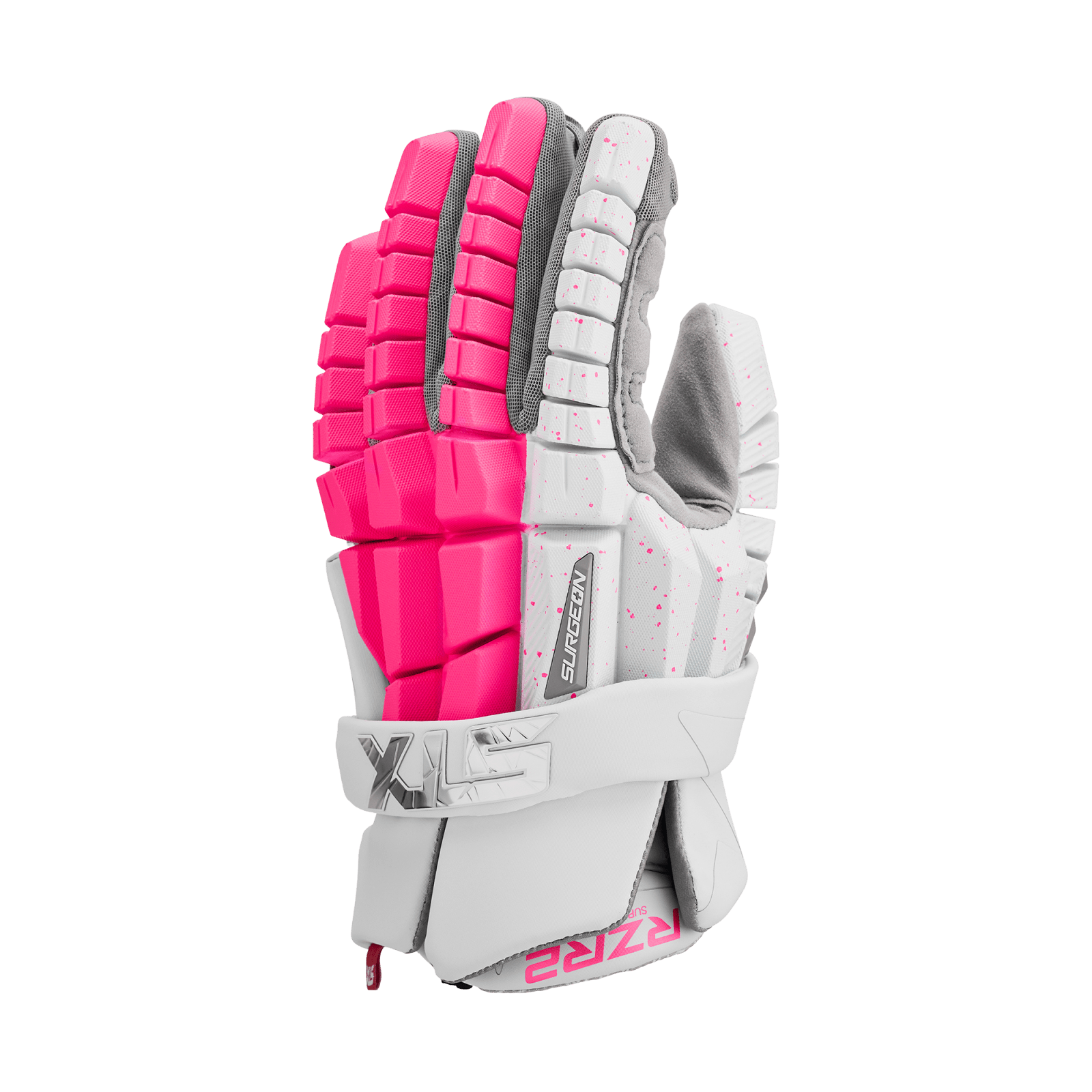 STX RZR2 LE Lacrosse Gloves Men's Gloves LE Neon Pink Lax.com