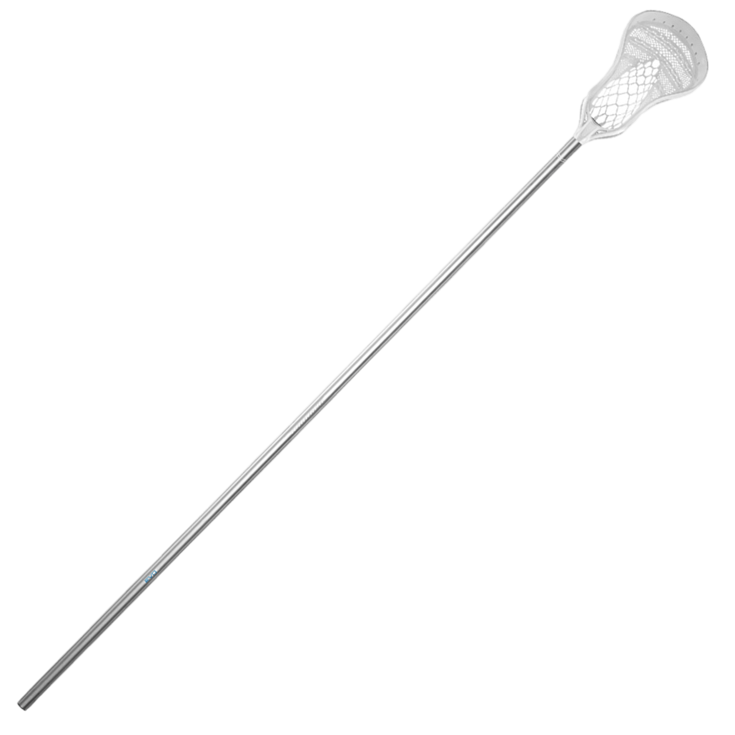 The Warrior Evo Warp Defense Complete Stick highlights a netted head designed for catching, carrying, and passing the ball. Perfect for defensive lacrosse players, it is presented against a plain background.