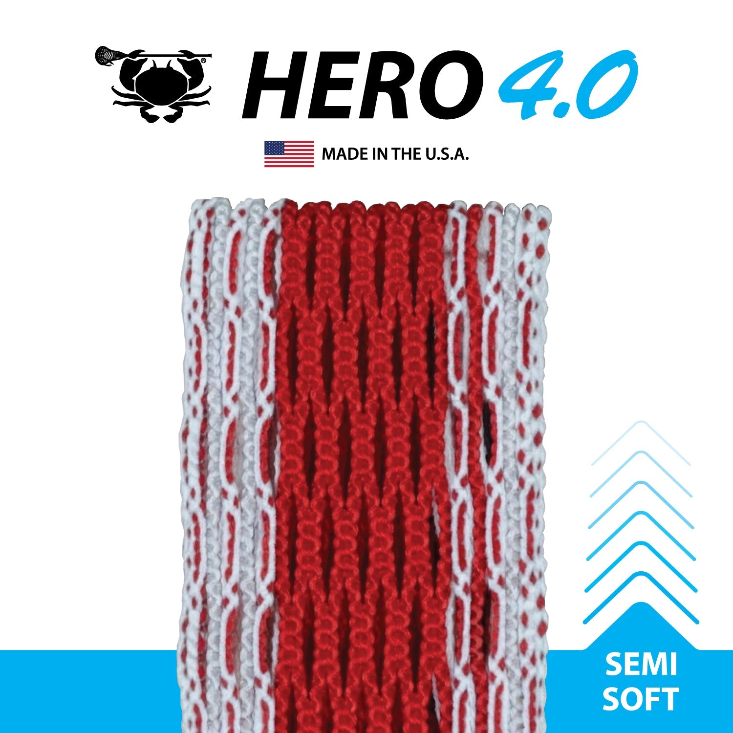 ECD Hero 4.0 Striker Lacrosse Mesh Men's Stringing Supplies LE Red/White Storm Lax.com