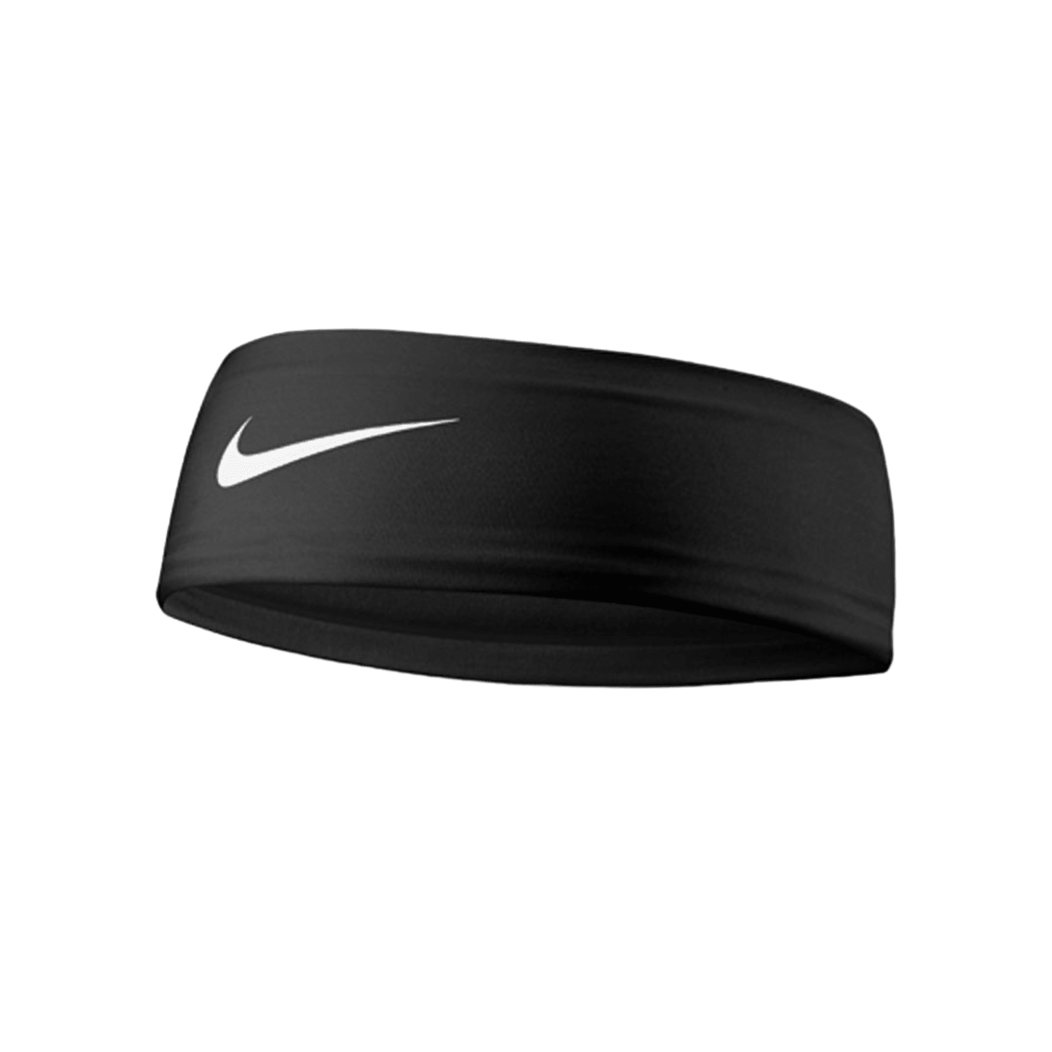 Nike Fury 2.0 Headband in classic black with a white swoosh logo, ideal headwear for any occasion, showcased on a plain green background.