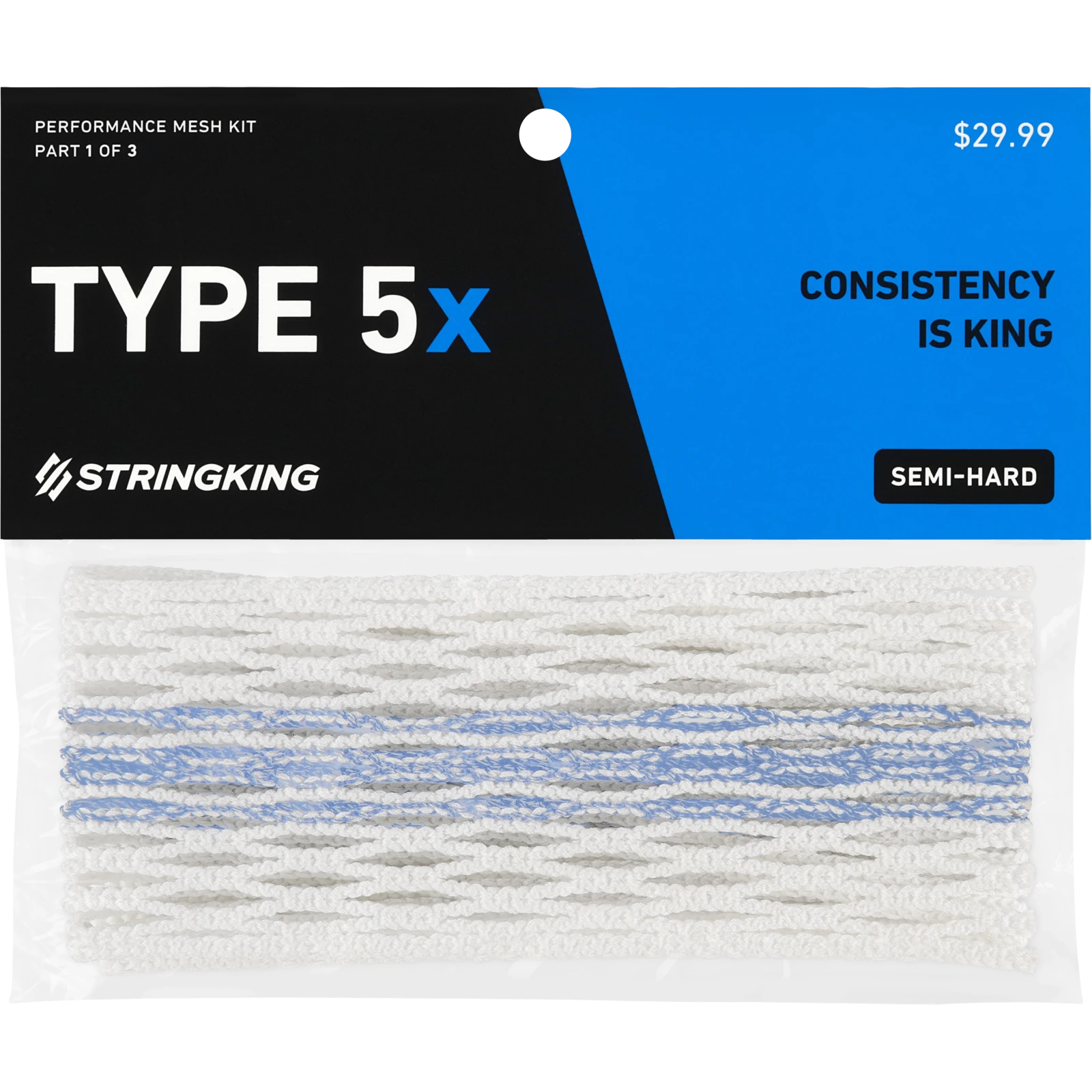 StringKing Type 5X Mesh Men's Stringing Supplies White/Carolina Tracer Lax.com