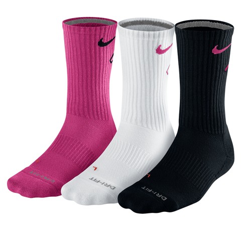 Punch Pink Pack Nike Crew Socks Dri Fit, Unisex Adult Large, 3 - Pack 