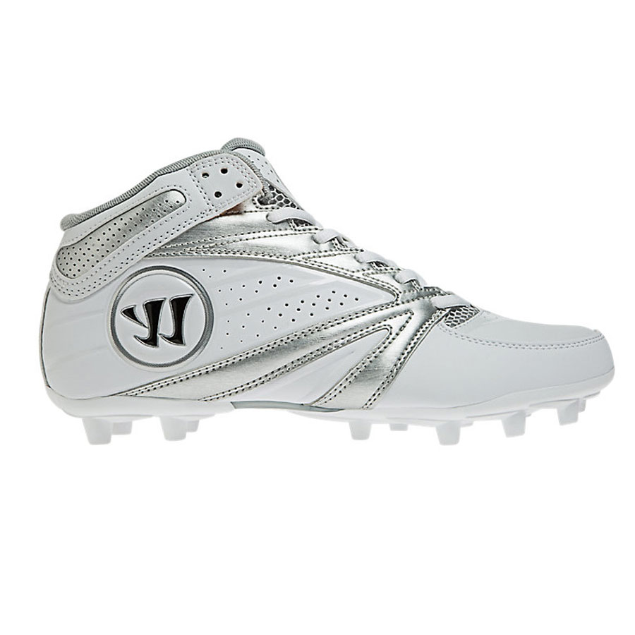 WMSSM3WT Warrior Lacrosse Second Degree 3.0 Cleats Silver on White NEW 