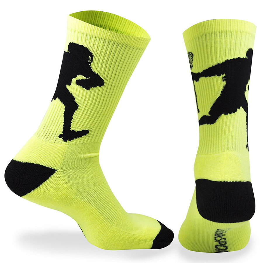 Guys Lacrosse Woven Mid-Calf Socks - Player (Neon Yellow/Black)