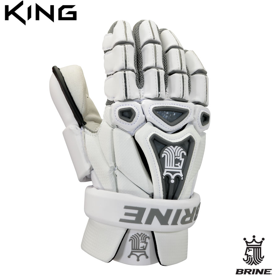 Grey NEW Brine King 5 RP3 Black Lime Medium 12" Lacrosse Gloves 